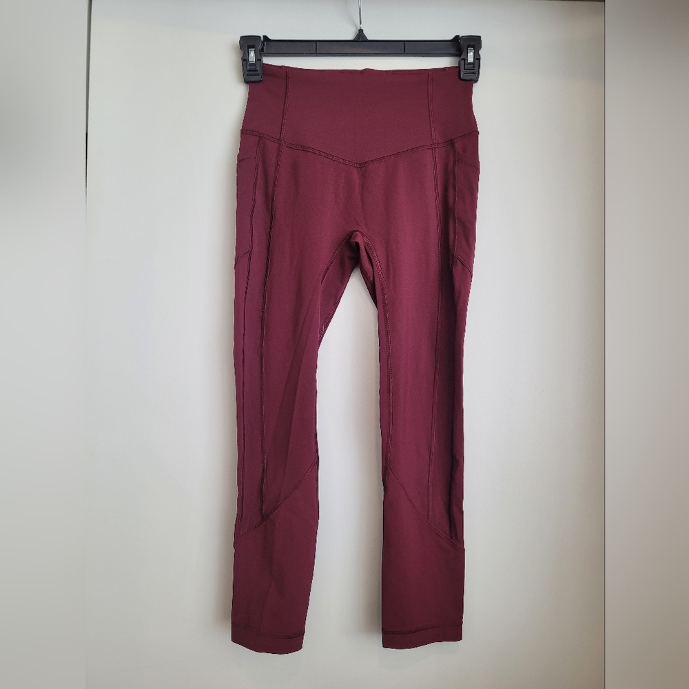 Lululemon Maroon High Rise Fast & Free Leggings 25" Size 6
